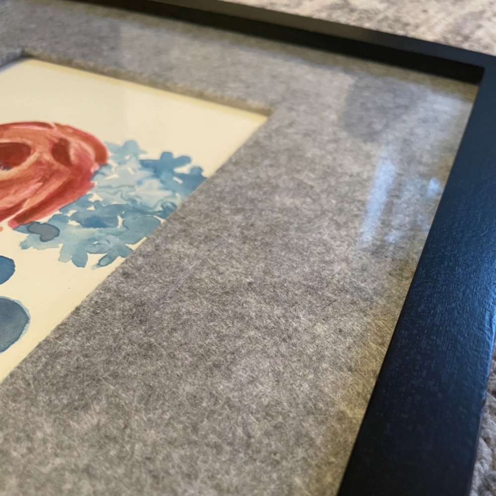 Pottery Barn black wood frame with grey gray felt matte 5 x 7 opening